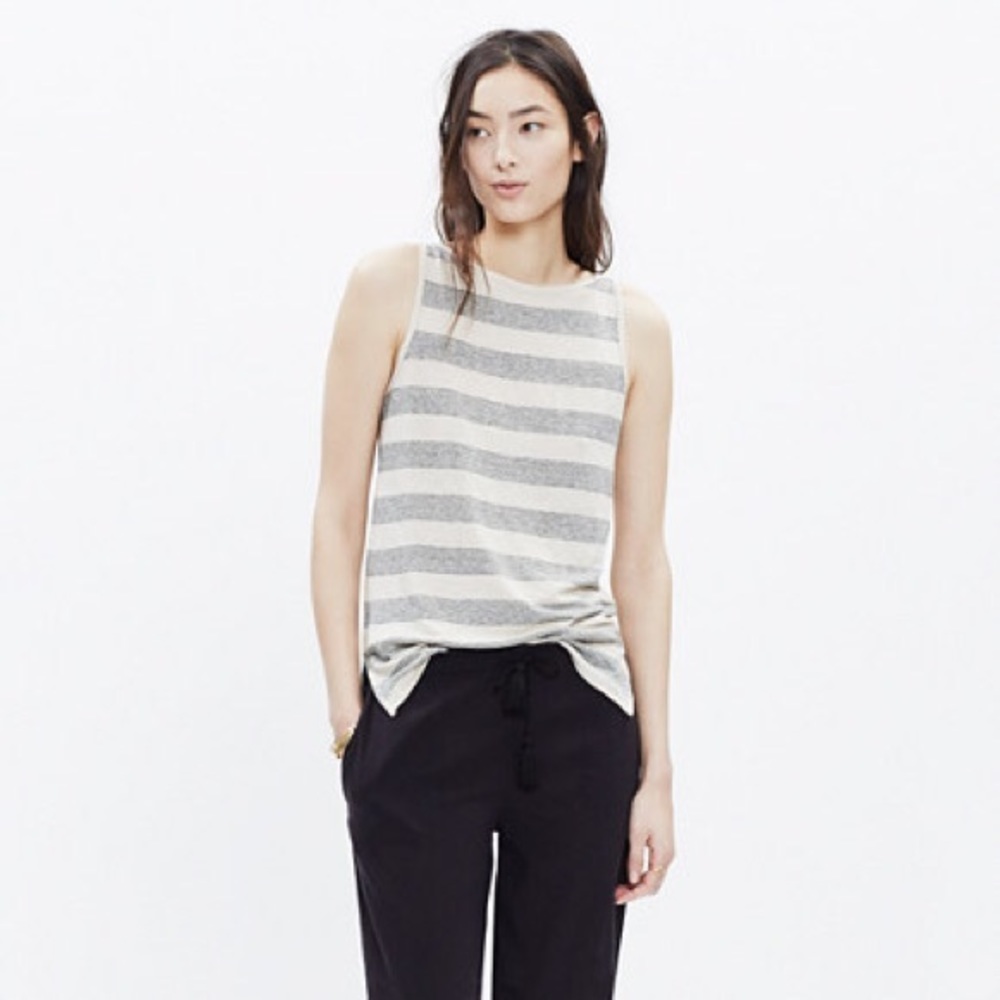 Madewell striped modern linen tank top